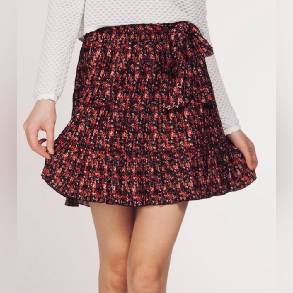 DEX Floral Pleated Mini Skater Style Skirt Sz Medium